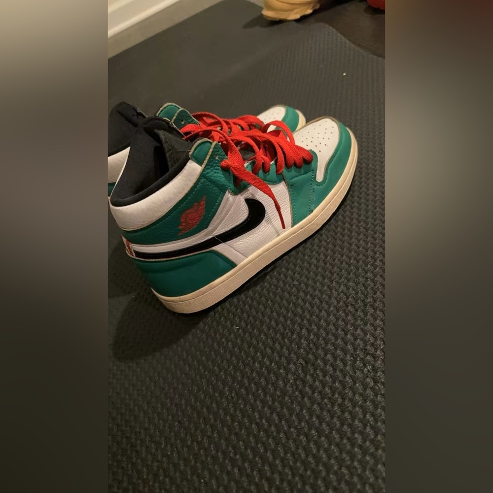 Kids High-Top Sneakers - Green, White, and Red